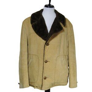 VTG Sears 70s 80s CORDUROY Rancher Cowboy Jacket Coat Tan yellowstone Retro 46